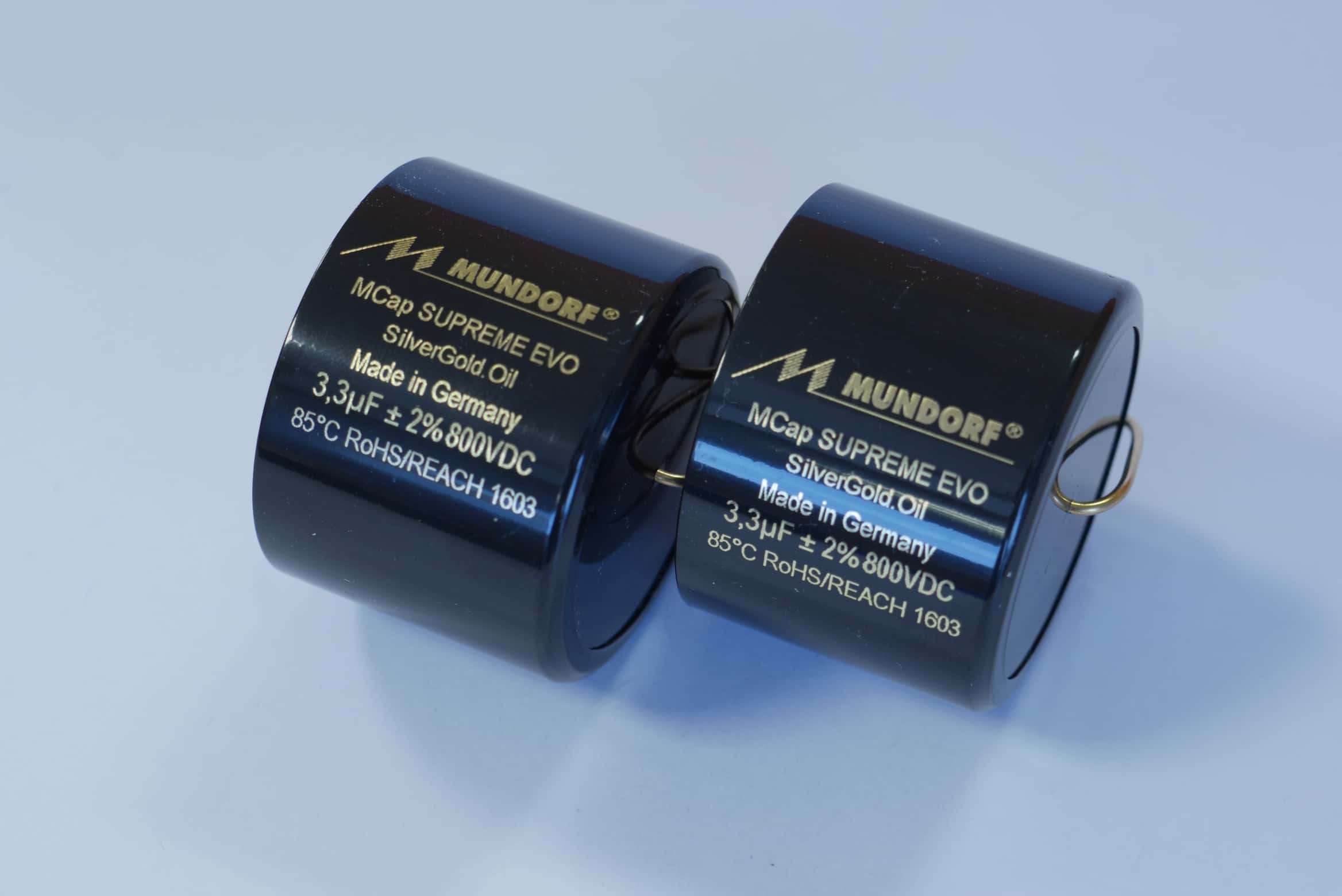 3,3uF Mundorf 800V 46x33mm Supreme EVO Silber Gold Öl Cap