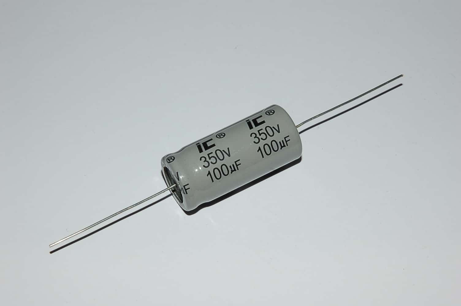 100uF Elko 350V axial Screen Elko