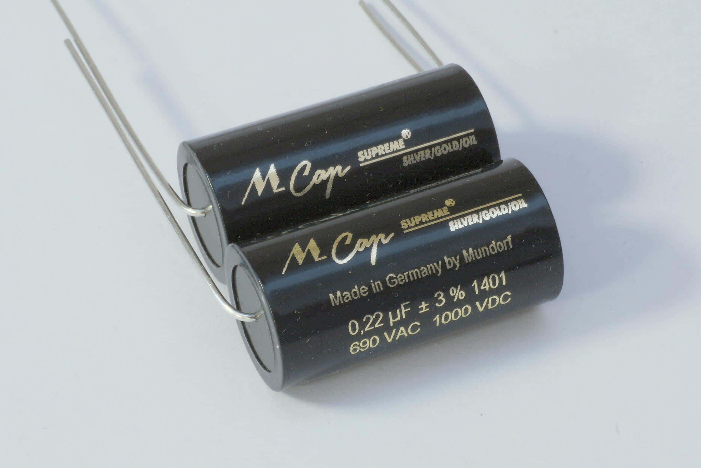 0,22uF Mundorf SGO 1000V 3% Supreme Silber Gold Öl 19x39mm