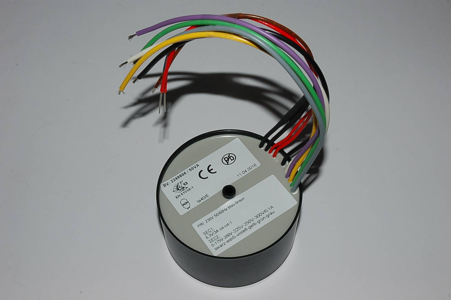 Ringkerntrafo BTB 2249806 50VA 0-175-200-225-300V/0,1+6,3V/3A