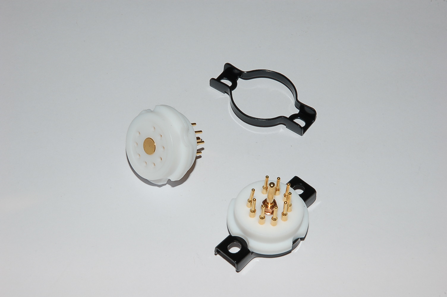 Noval B9A Draht/Chassis 9-pin Teflon,verg./gedrehte Kontakte
