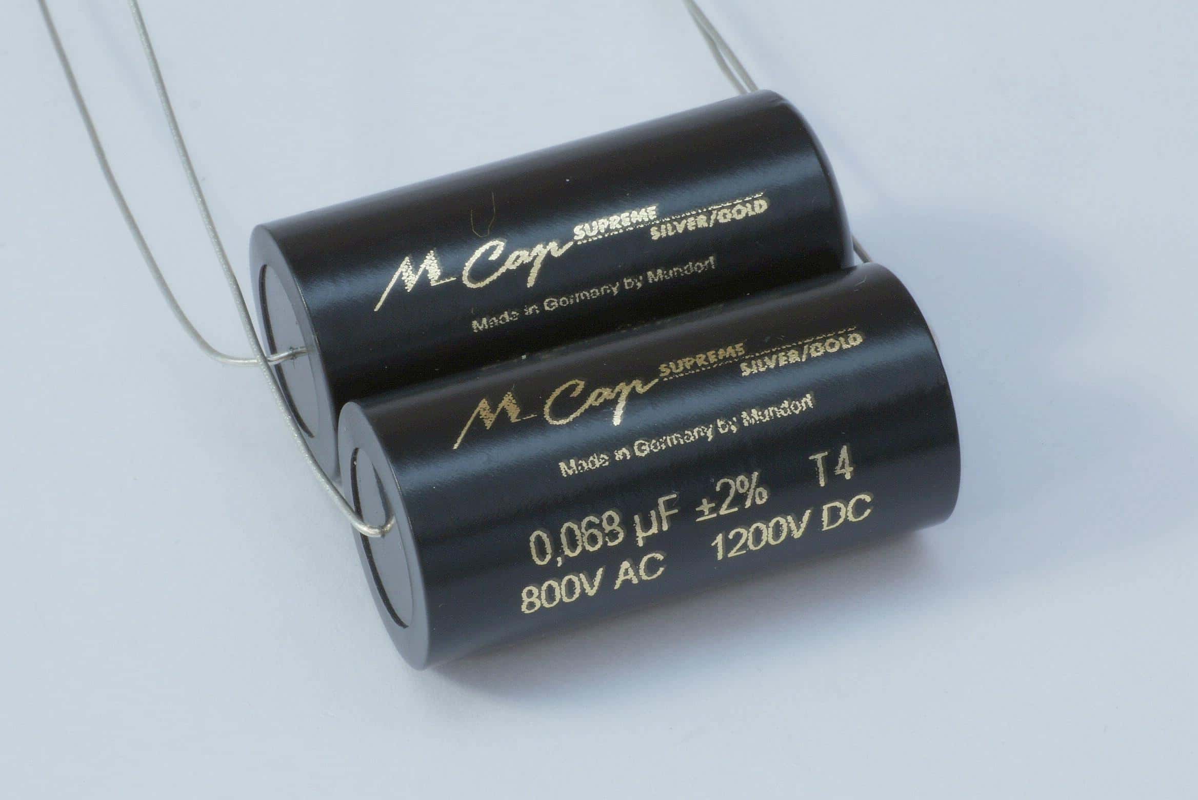 0,068uF Mundorf MCAP 1200V 2% Supreme Silber Gold 17x36mm