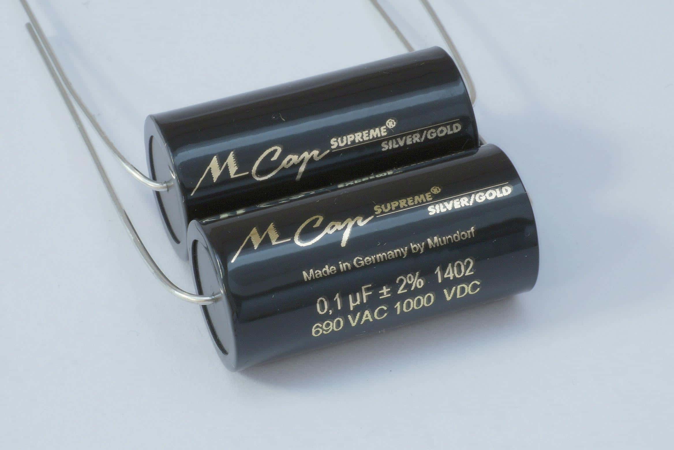 0,1uF Mundorf MCAP 1000V 2% Supreme Silber Gold 17x36mm