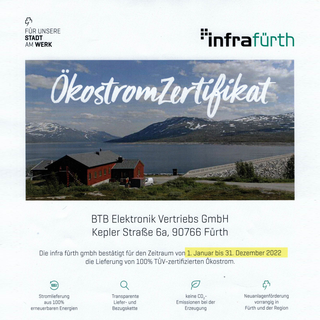 BTB Elektronik – immer im Takt, auch ökologisch!