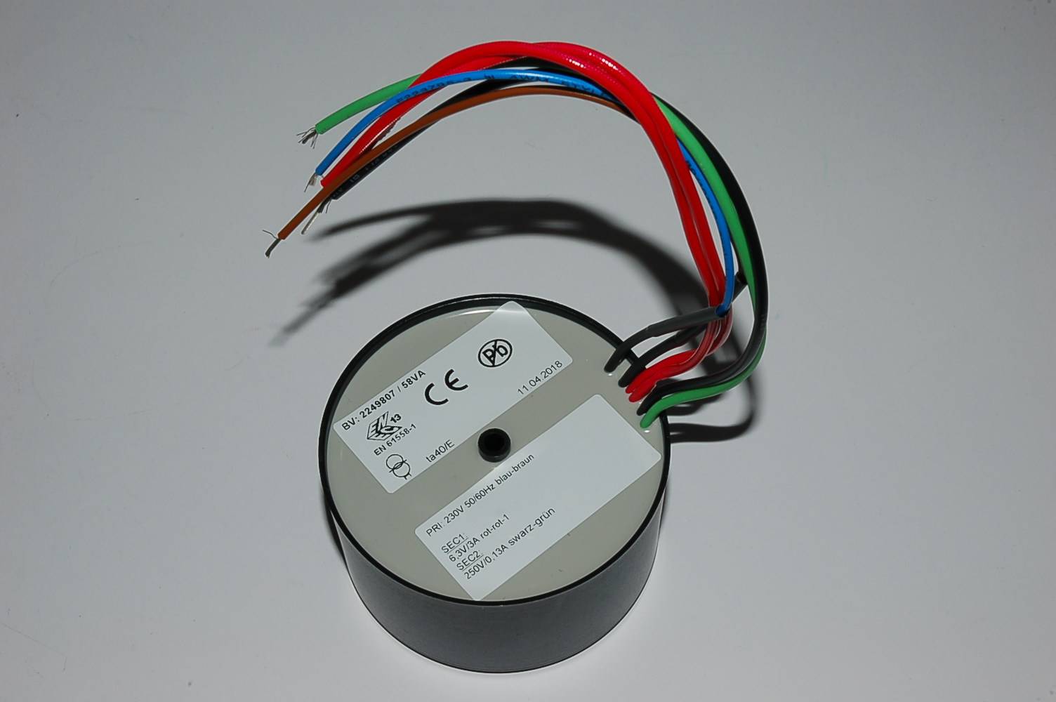 Ringkerntrafo BTB 2249807 58VA 250V/0,13A  6,3V/4A