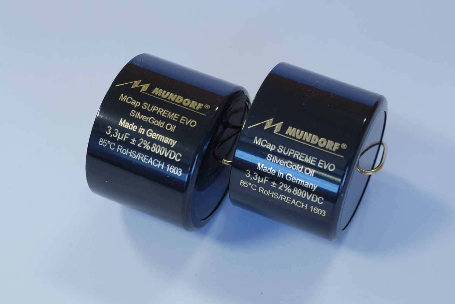 8,2uF Mundorf 800V 56x41mm Supreme EVO Silber Gold Öl Cap